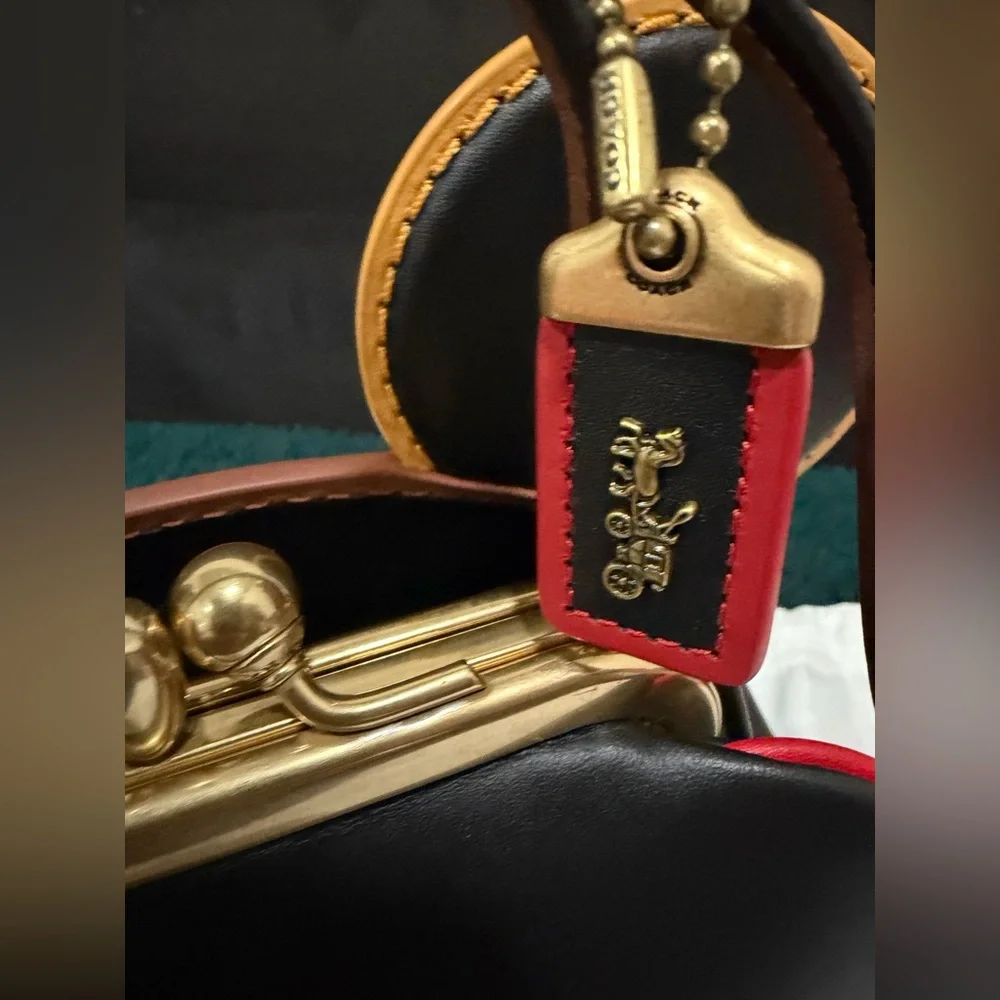 COACH Disney Mickey Mouse x Keith Haring Kisslock Satchel Black - Picture 10 of 11